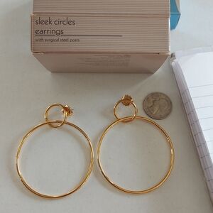 Avon Gold Double Hoop Drop Earrings